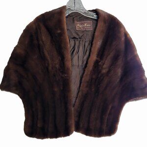 Annis Furs Chocolate Mink Fur Stole Wrap O/S